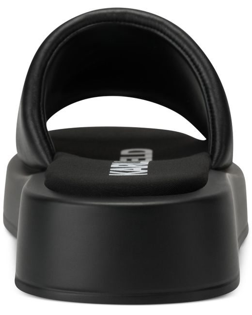 Karl Lagerfeld Black Opal Stone Platform Slide Flat Sandals