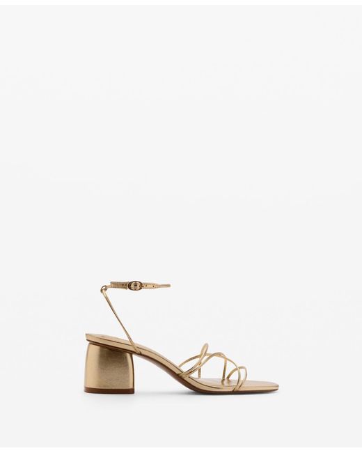 Mango Natural Crossed Strap Heeled Sandals