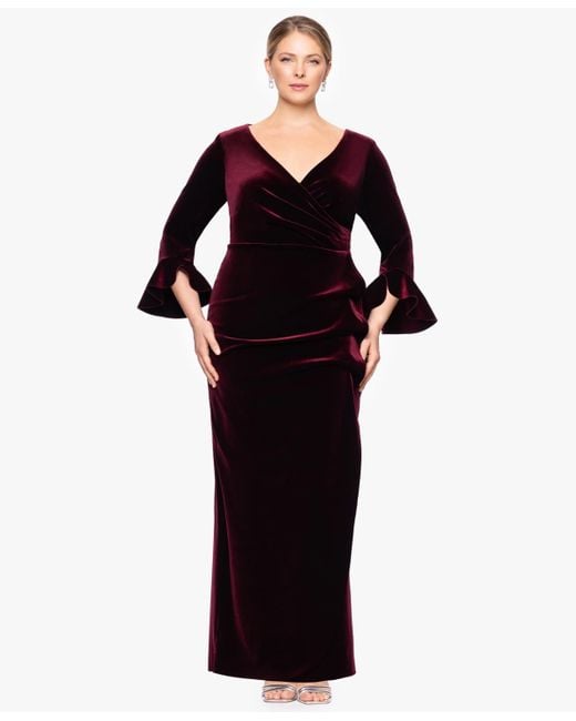 Betsy & Adam Black Plus Size Sheath Long Sleeves Dress