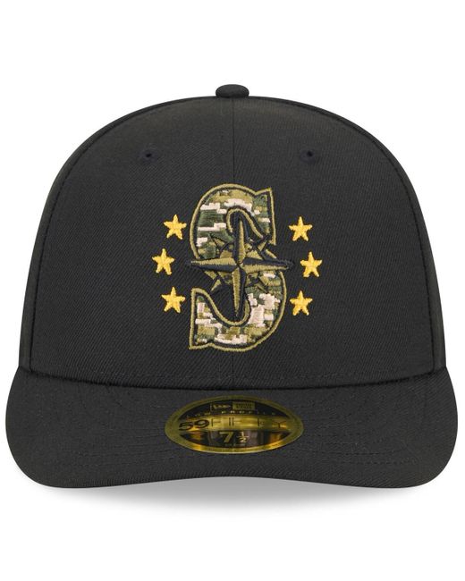KTZ Black Seattle Mariners 2024 Armed Forces Day Low Profile 59fifty Fitted Hat for men