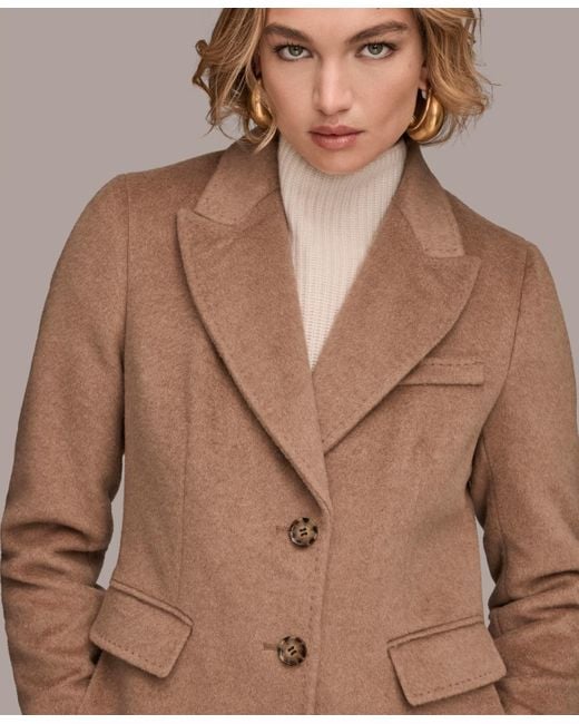 Donna Karan Brown Single-breasted Stitch Trimmed Coat