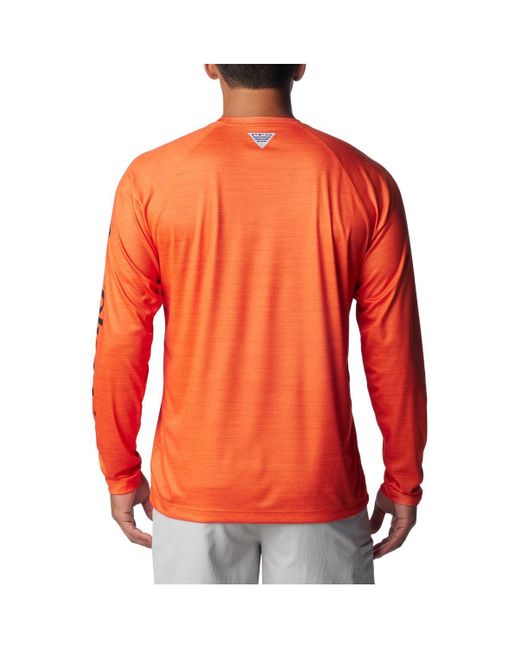 Columbia Orange Oregon State Beavers Pfg Terminal Tackle Omni-shade Raglan Long Sleeve T-shirt for men
