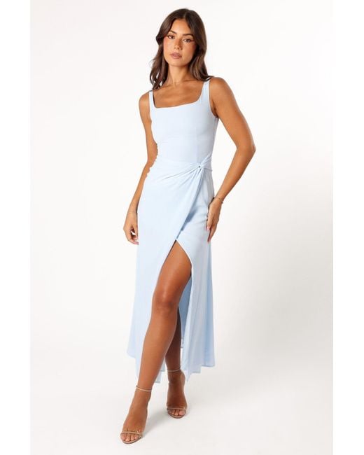 Petal & Pup Blue Nadea Faux Wrap Maxi Dress