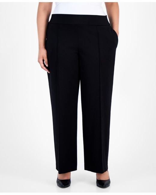 Jones New York Black Plus Size High-rise Pintuck Pull-on Pants