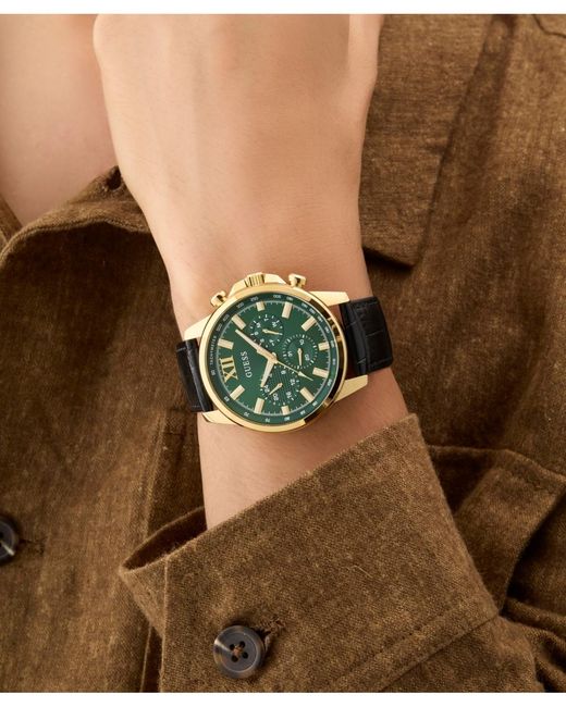Guess Green Multifunction Genuine Leather Watch