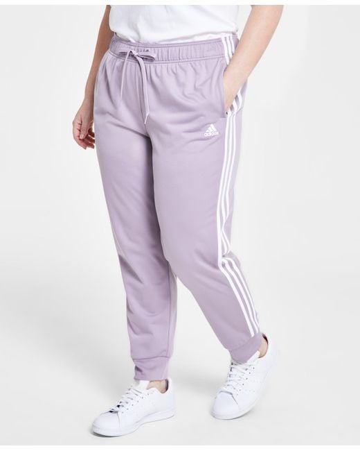 Adidas Purple Essentials Warm-up Slim Tapered 3-stripes Track Pants