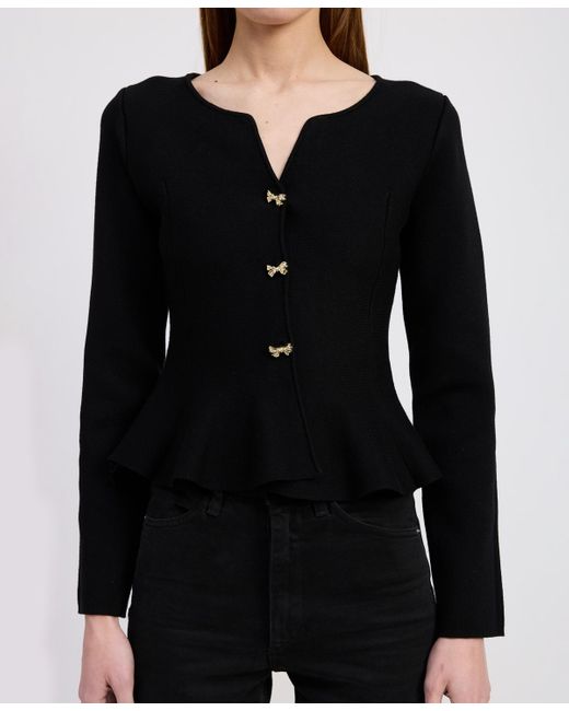 En Saison Black Idah Button Front Cardigan Sweater