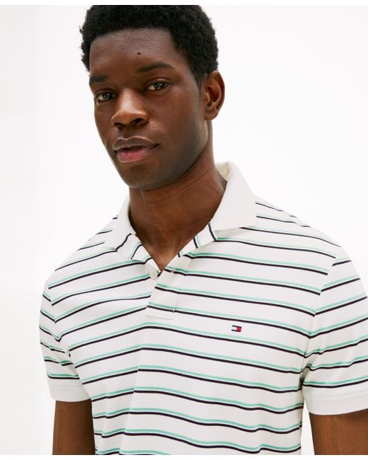 Tommy Hilfiger White Regular-fit Interlock Stripe Polo Shirt for men