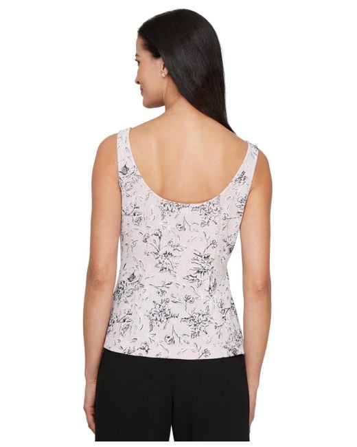Alex Evenings White Floral Jacquard Jacket & Shell Set