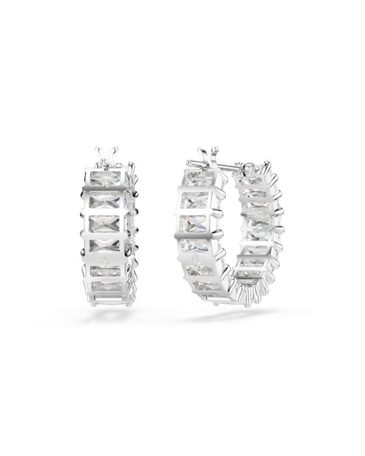 Swarovski White Matrix Rhodium Plated Hoop Earrings