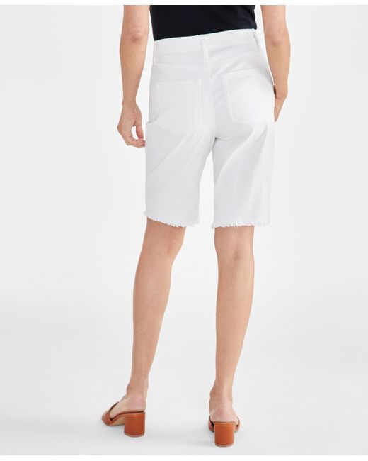 Style & Co. White Embroidered Mid-rise Bermuda Shorts