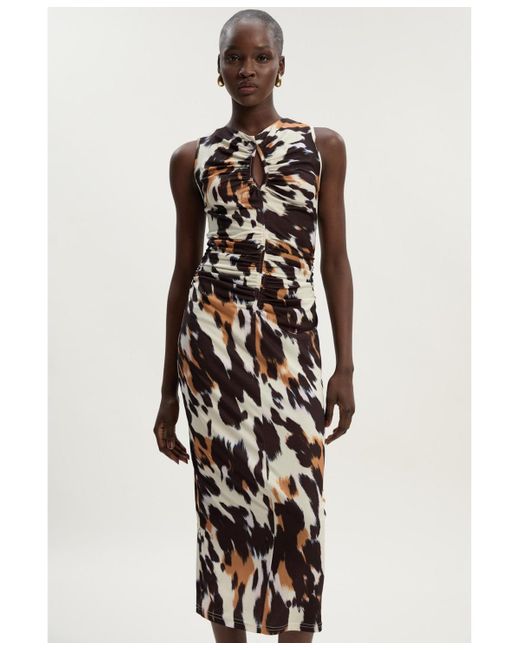 Karen Millen Women's White Cut Out Neck Midi Dress