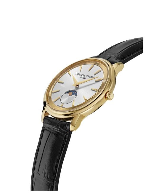Frederique Constant Metallic Moneta Moonphase Strap Watch for men