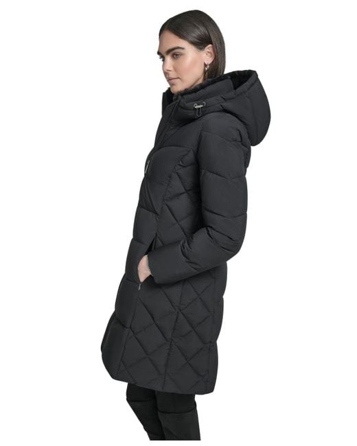 Calvin Klein Black Collar Hooded Puffer Coat