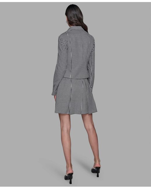 Karl Lagerfeld Gray Check Print One-button Blazer