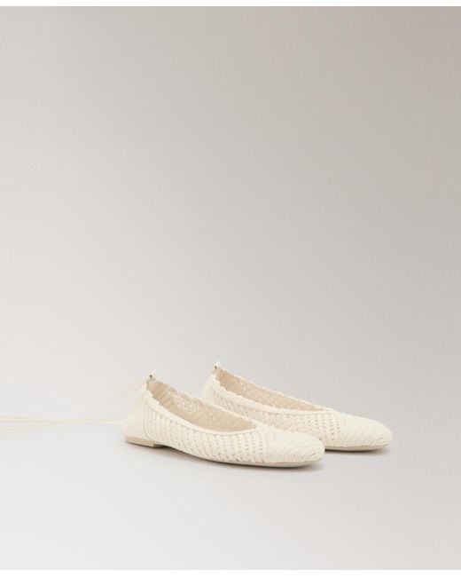 Mango Natural Straps Knit Ballet Flats