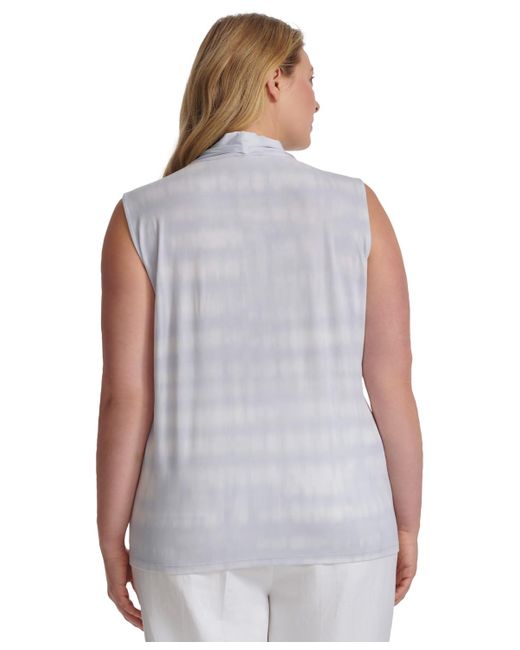 Calvin Klein Gray Plus Size Printed Sleeveless V-neck Top