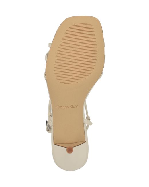Calvin Klein White Poeta Kitten Heel Strappy Dress Sandals