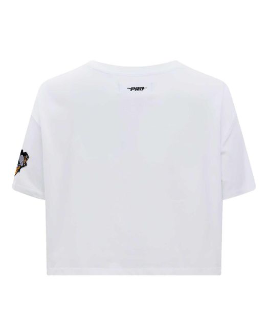 Pro Standard White Pittsburgh Penguins Boxy Script Tail Cropped T-shirt