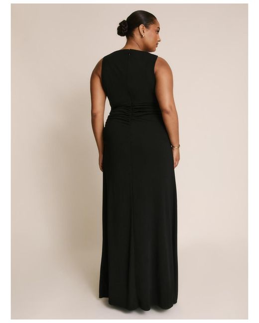 Six Stories Black Drape Gathered Sleeveless Stretch Dress