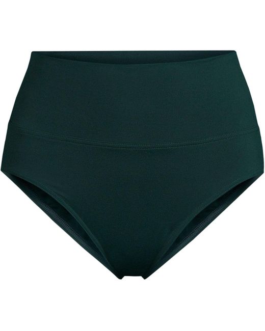 Lands' End Green Chlorine Resistant Pinchless High Waisted Bikini Bottoms