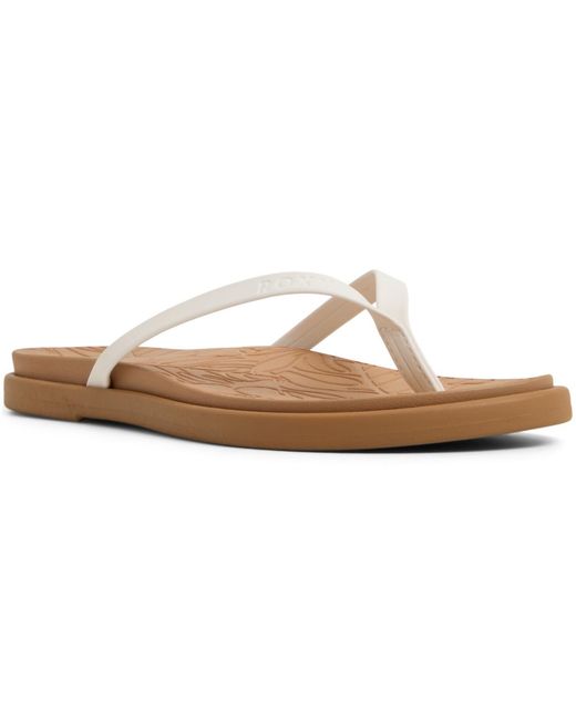 Roxy White Calabasas Round Toe Flat Sandals