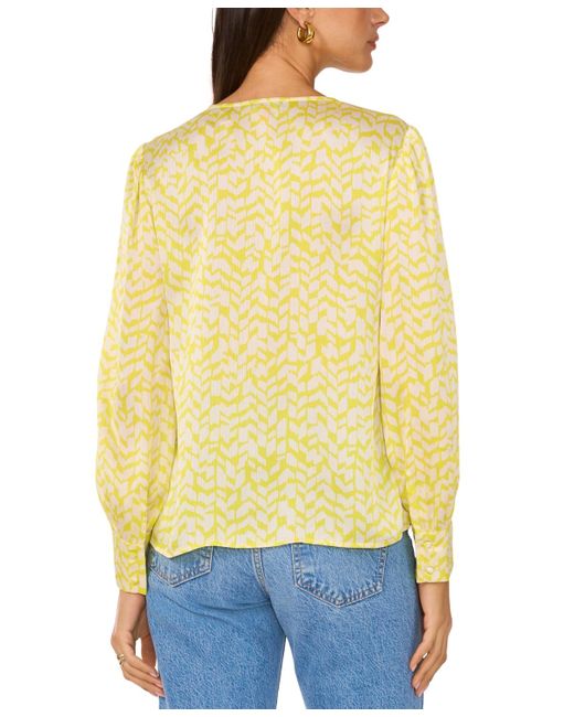 Vince Camuto Yellow Abstract-print V-neck Top
