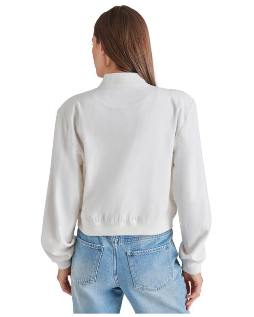 Steve Madden White Ardine Linen-blend Bomber Jacket