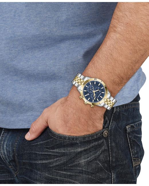 Ferragamo Metallic Salvatore Swiss Chronograph Master Two-tone Stainless Steel Bracelet Watch 43mm for men