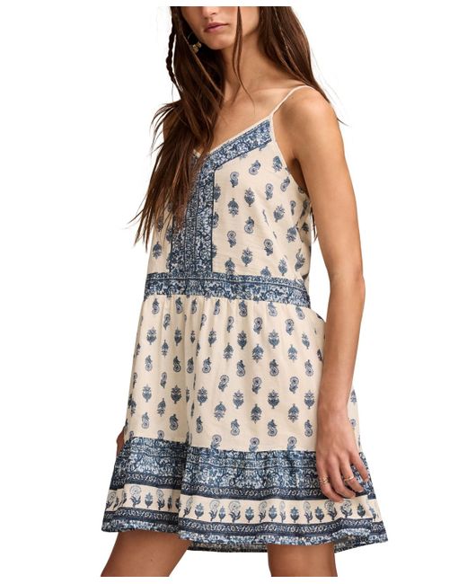 Lucky Brand Blue Border Print Mini Dress