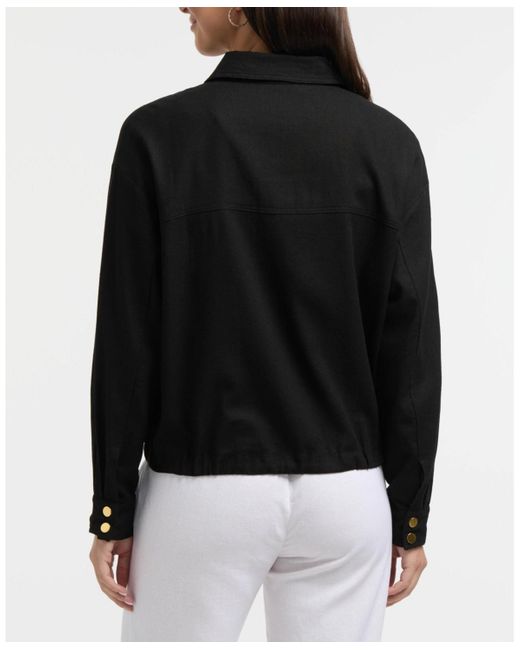 Ellen Tracy Black Linen-blend Safari Jacket