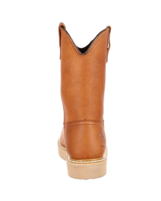 Georgia Boot Brown Wedge Steel Toe Pull On Work Boot