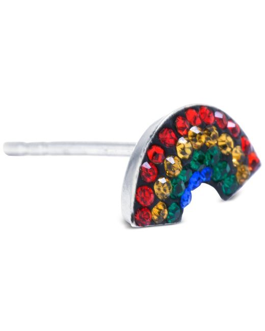 Macy's Blue Multicolor Pave Rainbow Stud Earrings