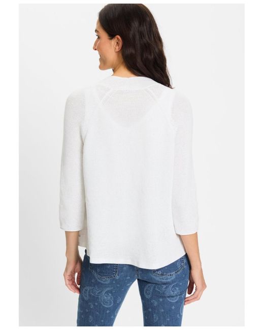 Olsen White Open Front Cardigan
