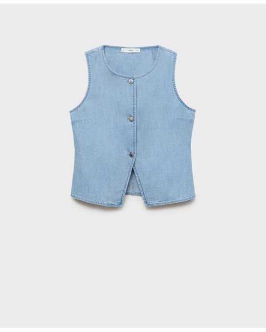 Mango Blue Buttoned Denim Gilet