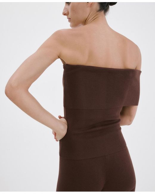 Mango Brown Strapless Knitted Top