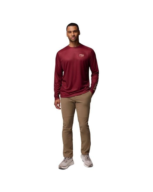 Columbia Red Florida State Seminoles Phg Terminal Shot 3-hit Long Sleeve T-shirt for men