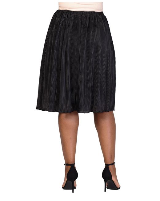 24seven Comfort Apparel Black Plus Size Elastic Waistband Party Midi Skirt