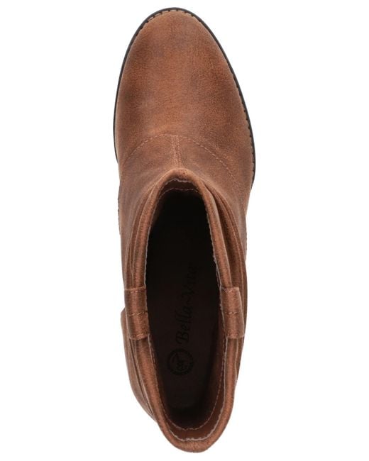 Bella Vita Brown Twyla Slouch Block Heel Ankle Boots