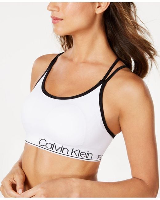 Calvin Klein Performance Strappy-back Medium-impact Sports Bra in White