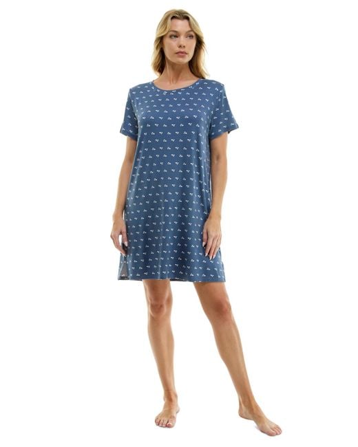 Roudelain Blue Printed Short-sleeve Sleepshirt