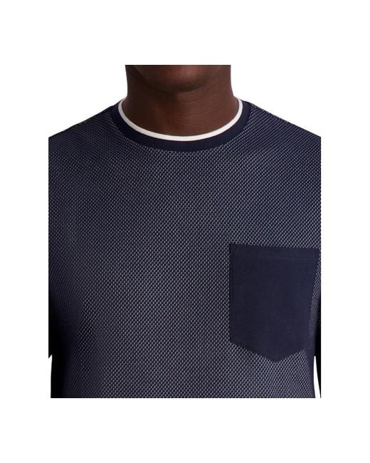 Karl Lagerfeld Blue Textured Waffle Knit T-shirt for men