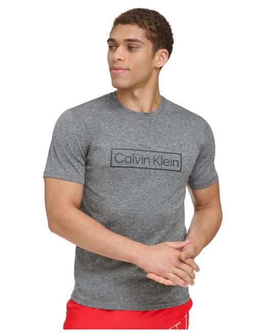 Calvin Klein Gray 4-way Stretch Quick-dry Box Logo-print Rash Guard for men