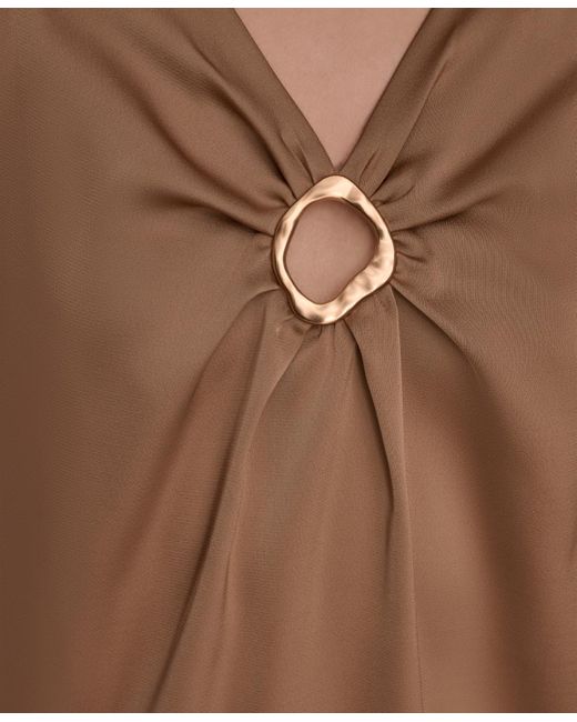 Donna Karan Natural V-neck Embellished Top