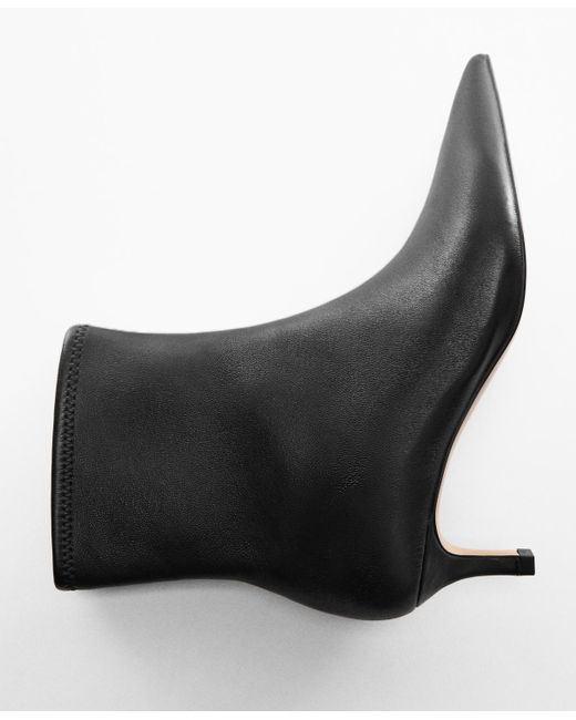 Mango Kitten Heels Leather Boots in Black | Lyst