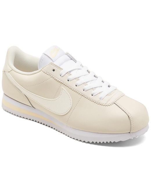 Nike White Classic Cortez Leather Casual Sneakers From Finish Line
