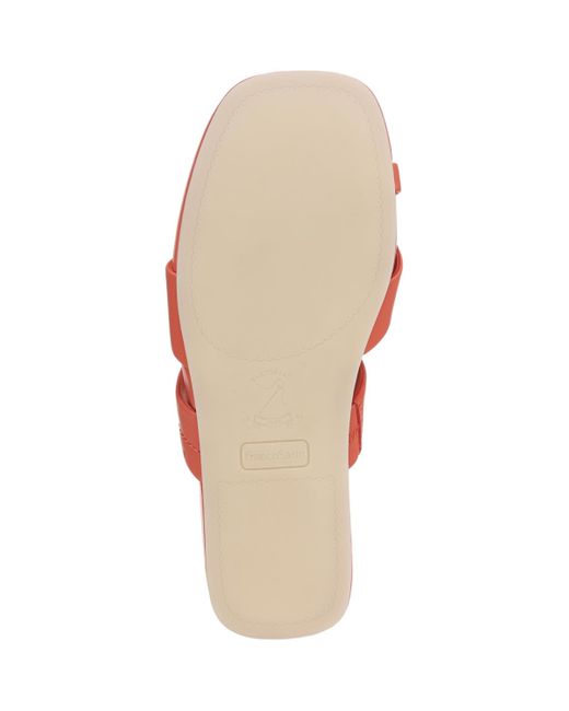 Franco Sarto Pink Estella Open Square Toe Slide Flat Sandals