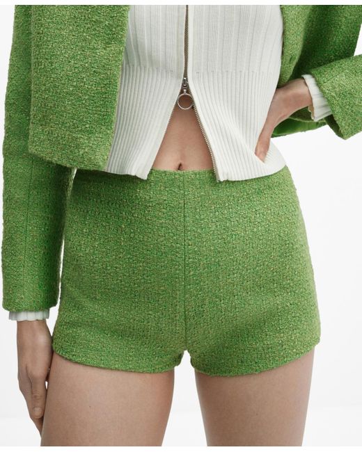 Mango Green Tweed Shorts