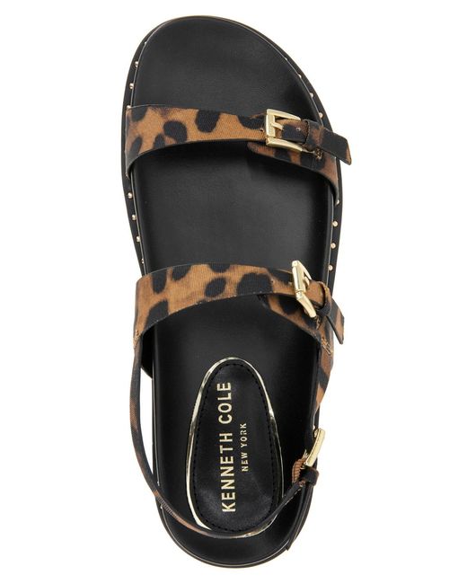 Kenneth Cole Black Drinity Round Toe Flat Sandals