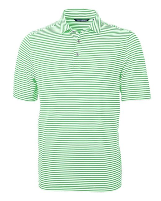 Cutter & Buck Green Virtue Eco Pique Stripe Recycled Polo Shirt for men